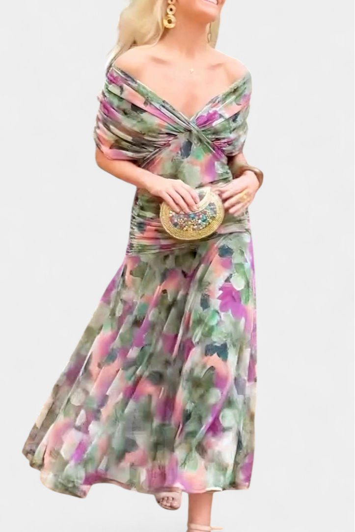 Sukienka Maxi | Sukienka Z Odkrytymi Ramionami-Women Dress-Miloska