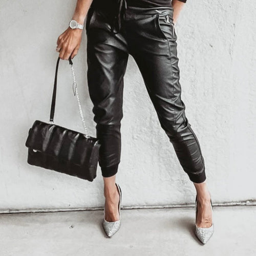 Bojówki Woskowane | Dresy Slim Fit-Women Joggers-Miloska