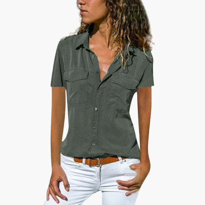 Koszula Damska | Koszula Z Krótkim Rękawem-Women Blouse-Miloska