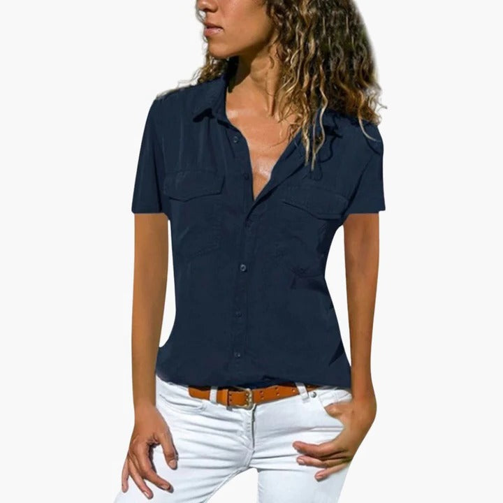 Koszula Damska | Koszula Z Krótkim Rękawem-Women Blouse-Miloska