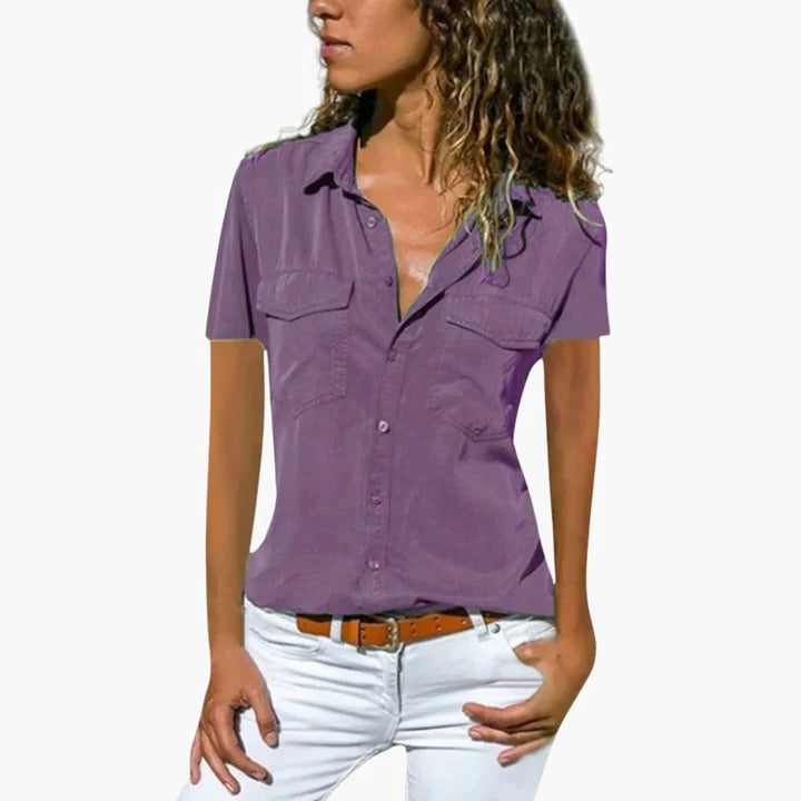Koszula Damska | Koszula Z Krótkim Rękawem-Women Blouse-Miloska