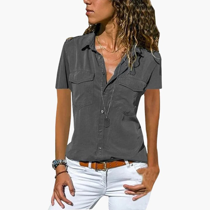 Koszula Damska | Koszula Z Krótkim Rękawem-Women Blouse-Miloska