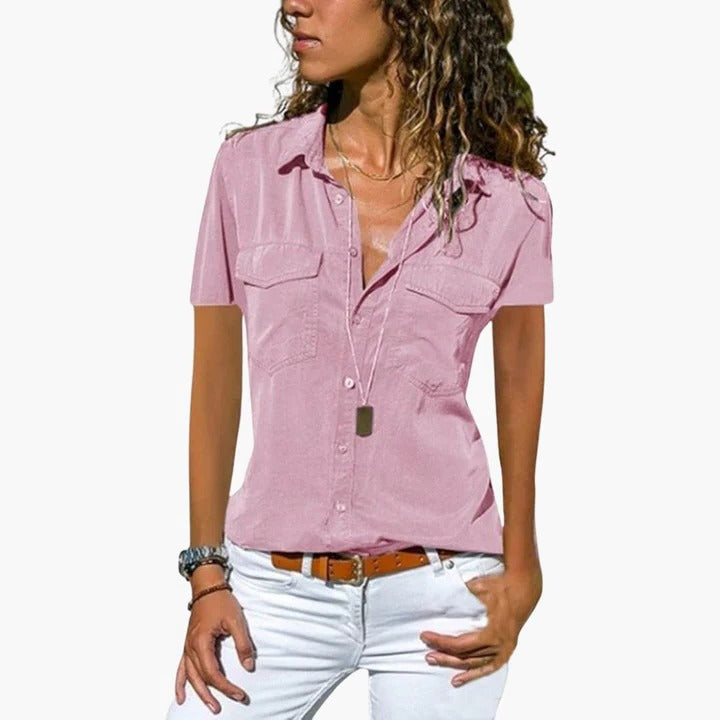 Koszula Damska | Koszula Z Krótkim Rękawem-Women Blouse-Miloska