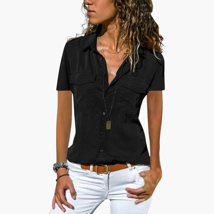 Koszula Damska | Koszula Z Krótkim Rękawem-Women Blouse-Miloska