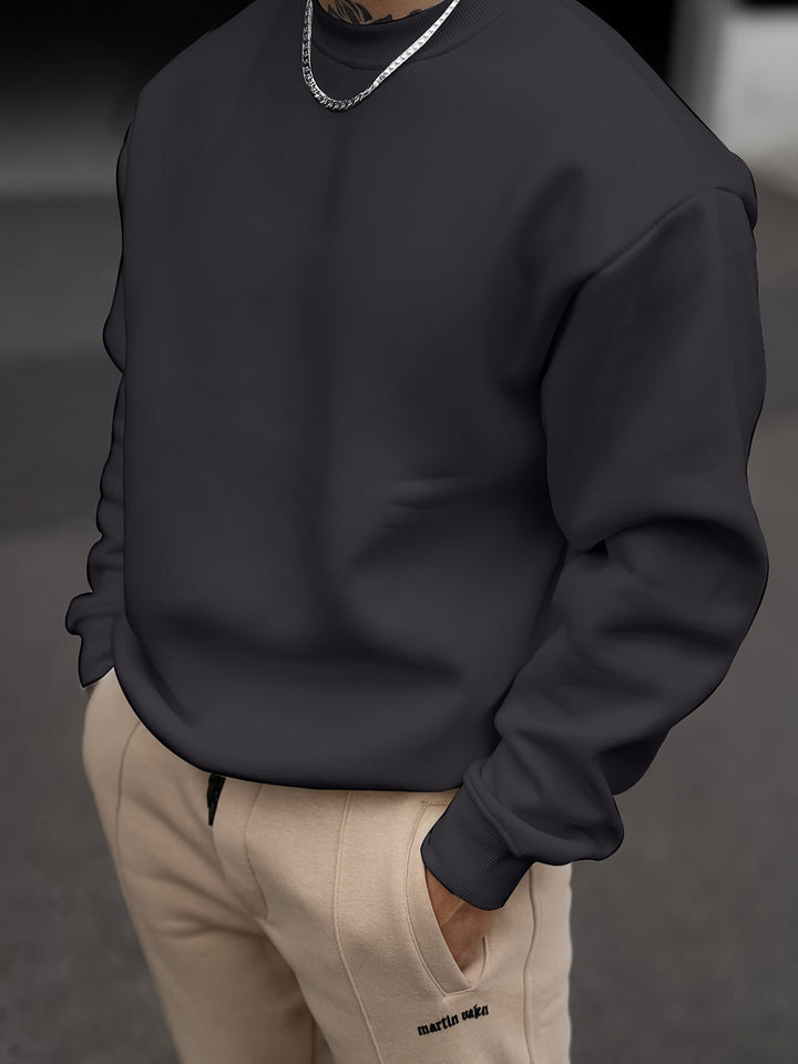 Męskie Bluza Dresowa Okrągły Kołnierz - Klasyczny Casual - Szary