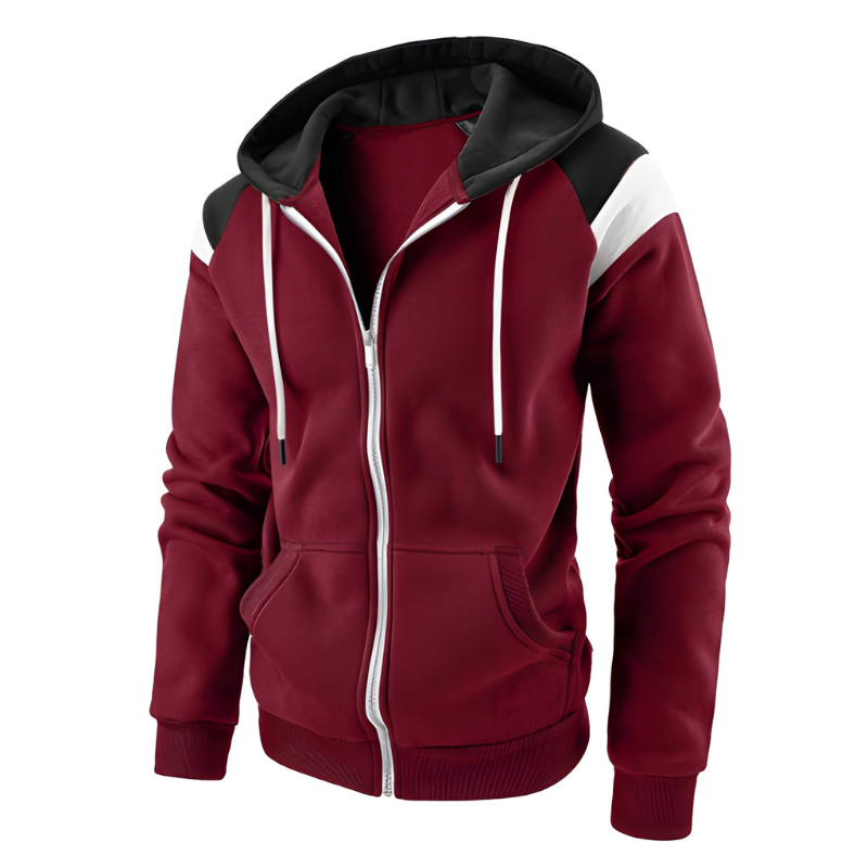 Męskie Bluza Sportowa Colorblock - Wygodna i Luźna - Czerwony