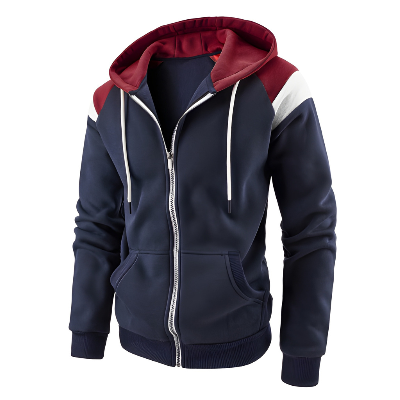 Męskie Bluza Sportowa Colorblock - Wygodna i Luźna - Niebieski