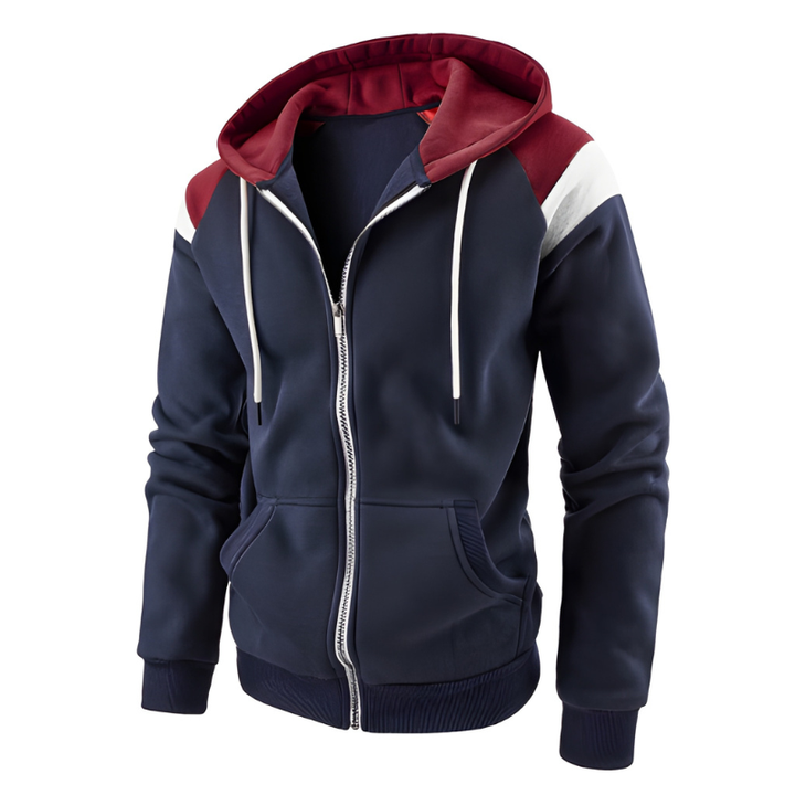 Męskie Bluza Sportowa Colorblock - Wygodna i Luźna - Niebieski