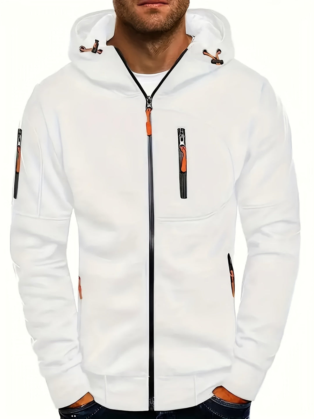 Męskie Bluza z Kapturem Casual - Nowoczesny Styl - Biały