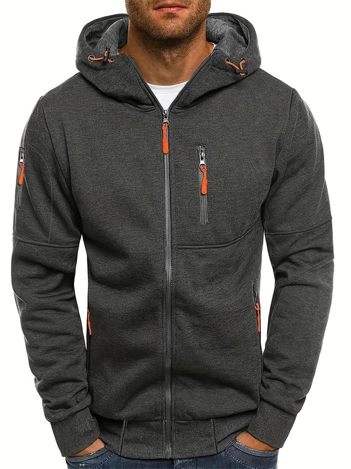 Męskie Bluza z Kapturem Casual - Nowoczesny Styl - Ciemnoszary