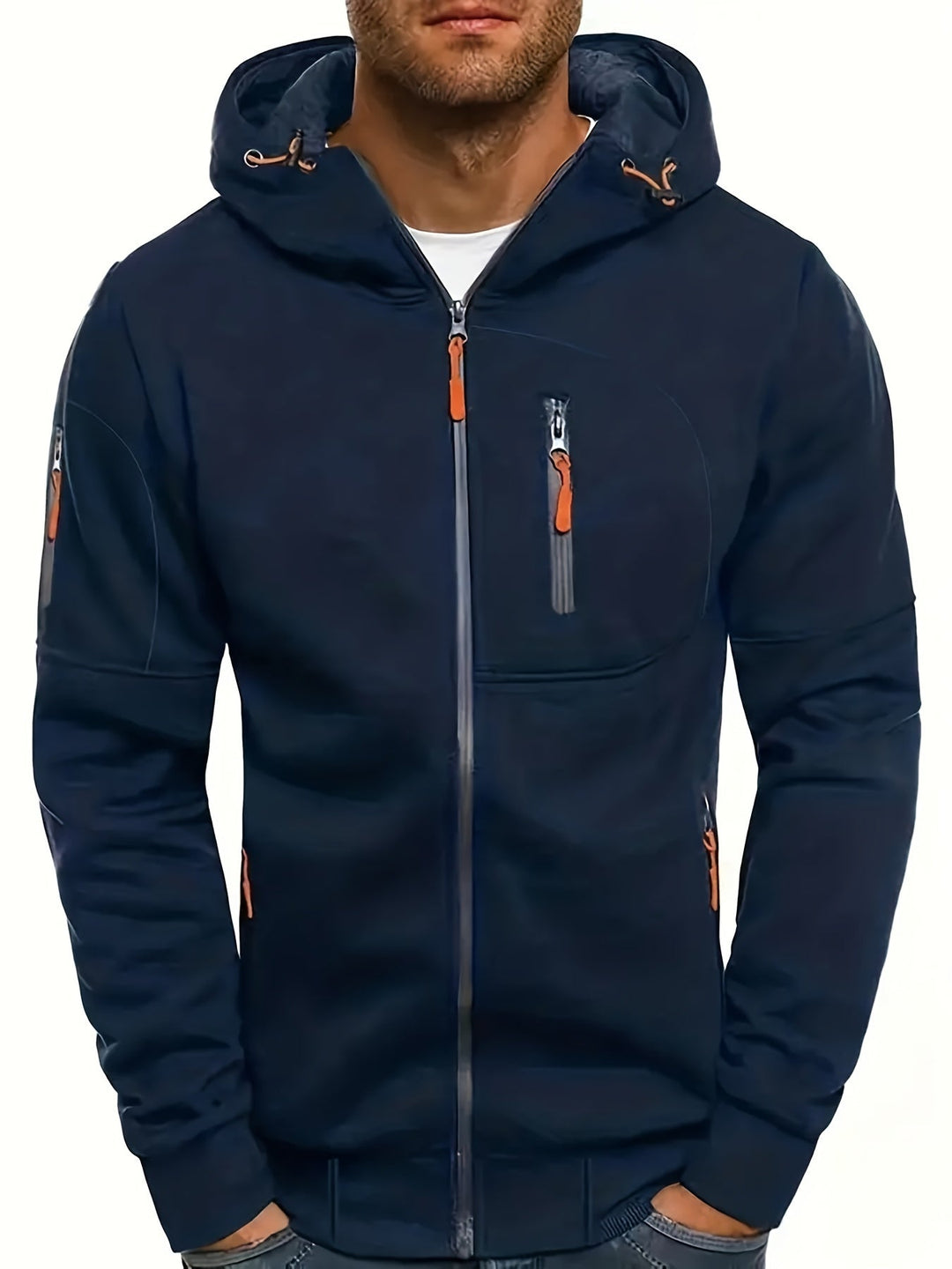 Męskie Bluza z Kapturem Casual - Nowoczesny Styl - Granatowy