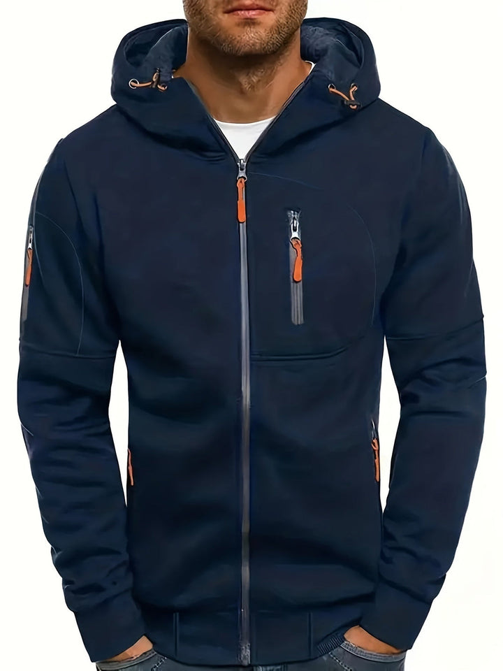 Męskie Bluza z Kapturem Casual - Nowoczesny Styl - Granatowy