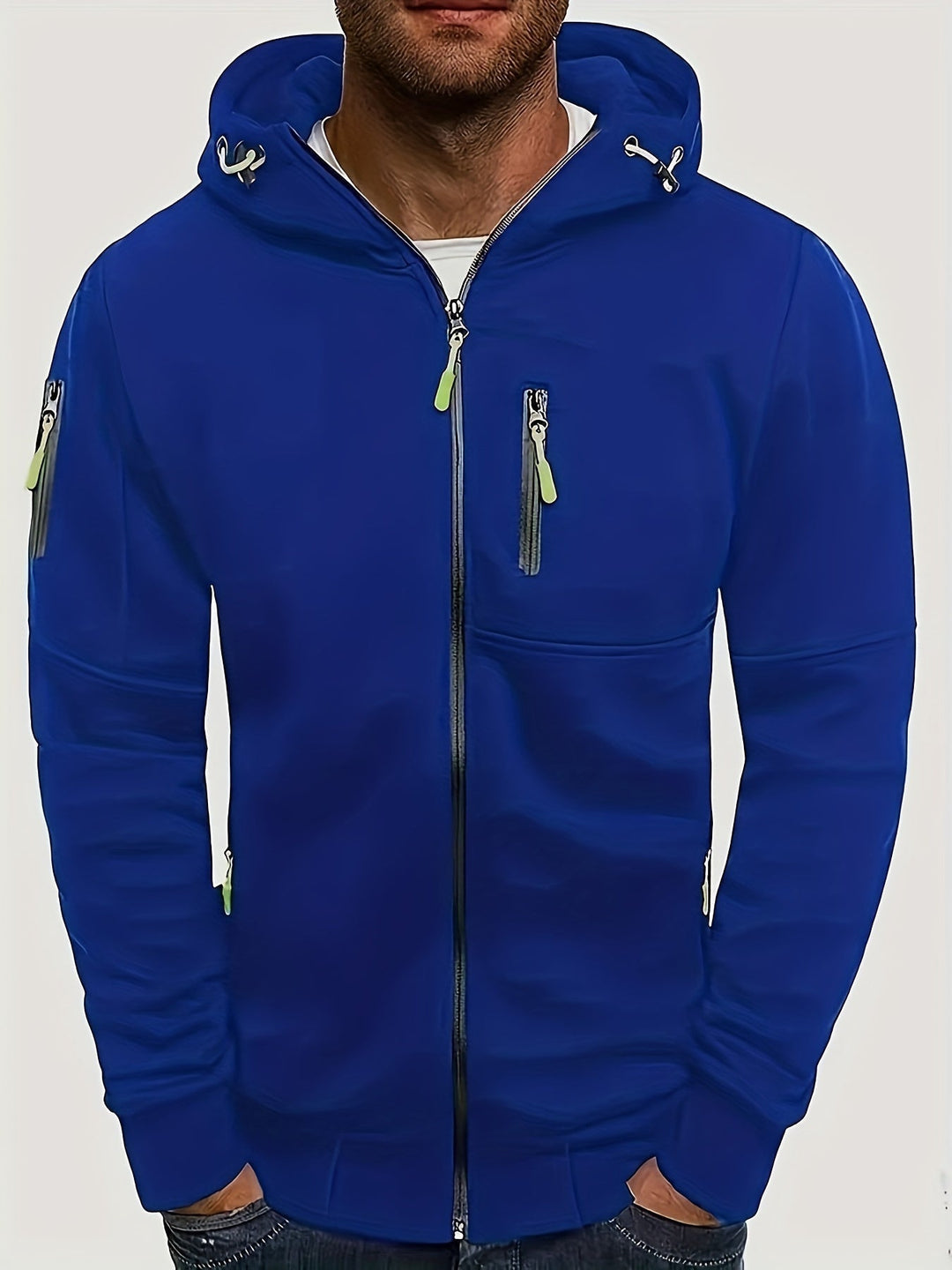Męskie Bluza z Kapturem Casual - Nowoczesny Styl - Niebieski