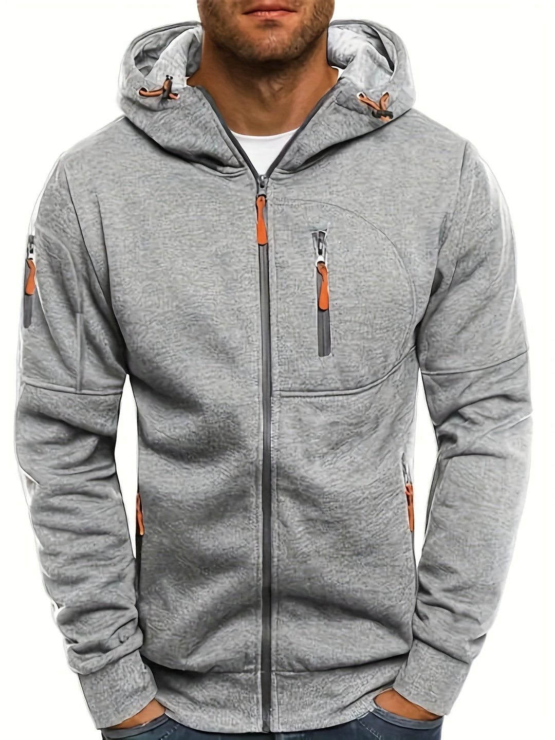 Męskie Bluza z Kapturem Casual - Nowoczesny Styl - Szary