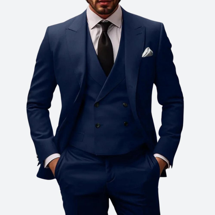 Męskie Eleganckie Trzyczęściowe Garnitury - Formalne Okazje - Niebieski