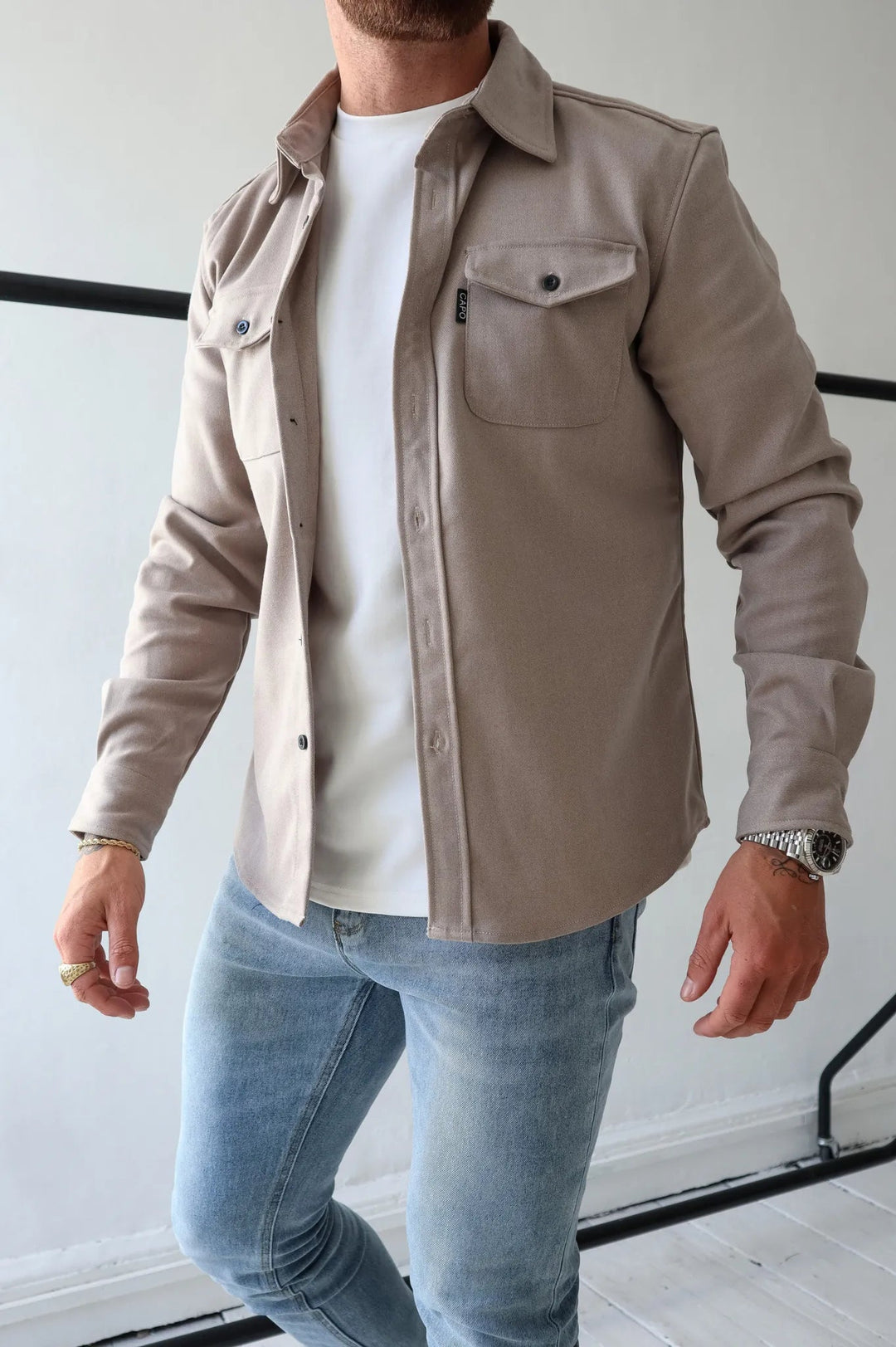 Męskie Koszula Casual Button-Down - Elegancki Styl - Morelowy