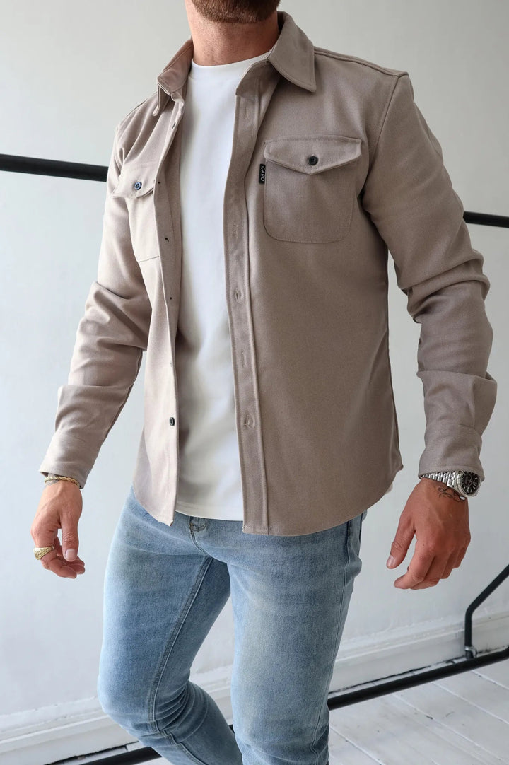 Męskie Koszula Casual Button-Down - Elegancki Styl - Morelowy