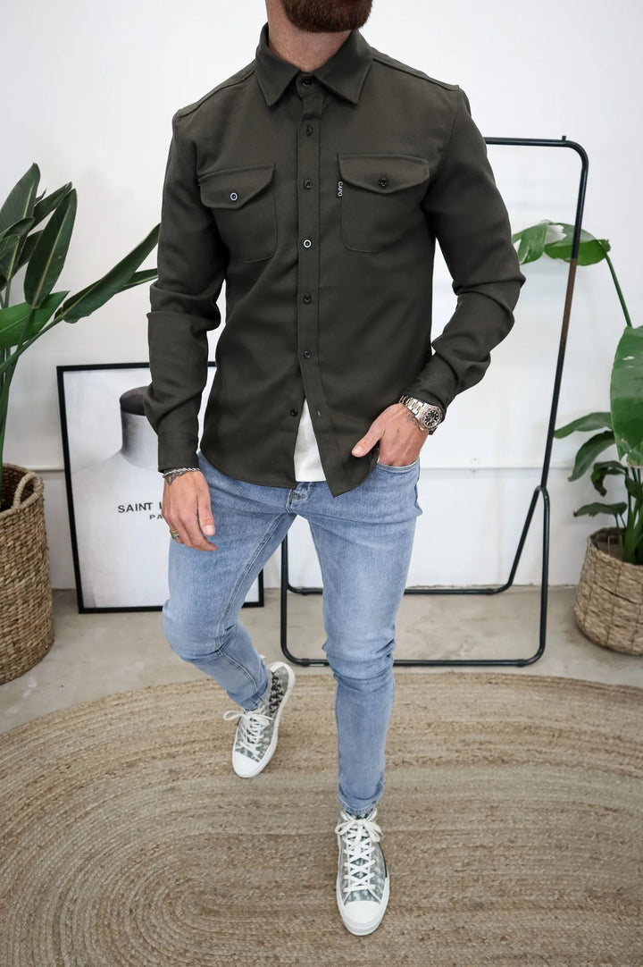 Męskie Koszula Casual Button-Down - Elegancki Styl - Zielony
