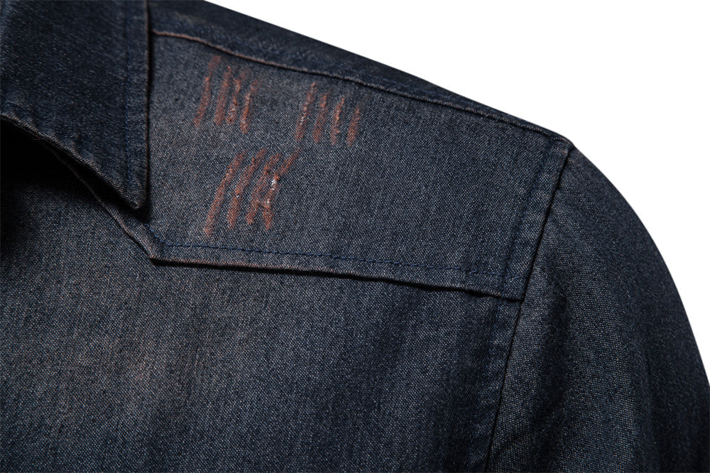 Męskie Koszula Denim - Casual Slim Fit Stretch