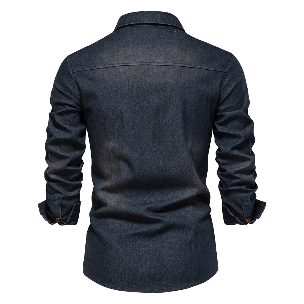 Męskie Koszula Denim - Casual Slim Fit Stretch
