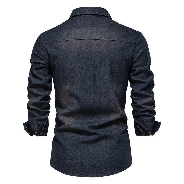 Męskie Koszula Denim - Casual Slim Fit Stretch