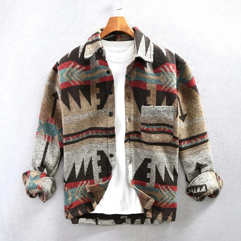 Męskie Koszula Flanelowa Vintage - Klasyczny Styl - Brązowy