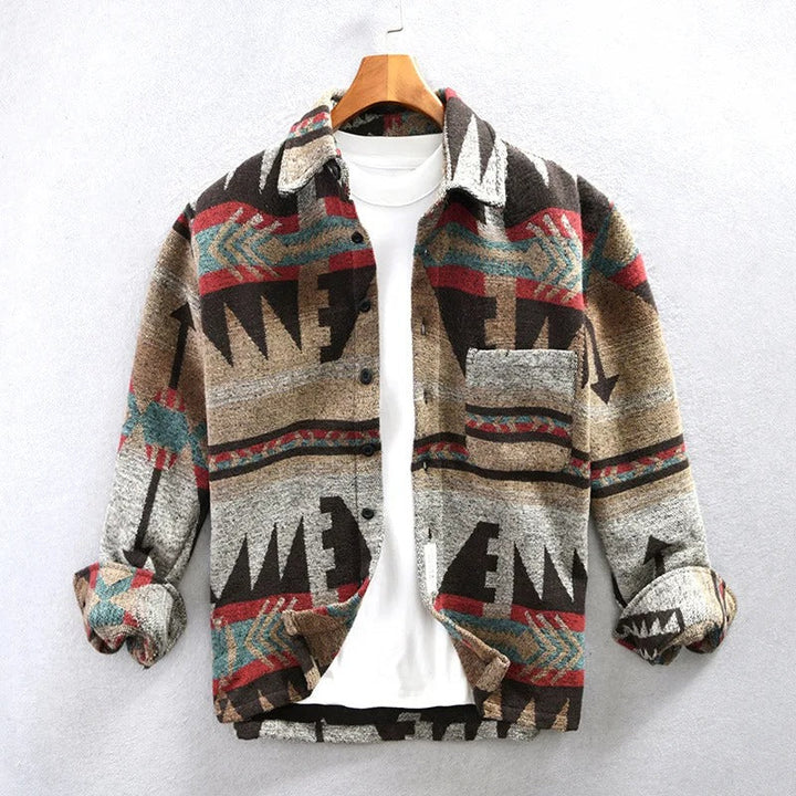 Męskie Koszula Flanelowa Vintage - Klasyczny Styl - Brązowy
