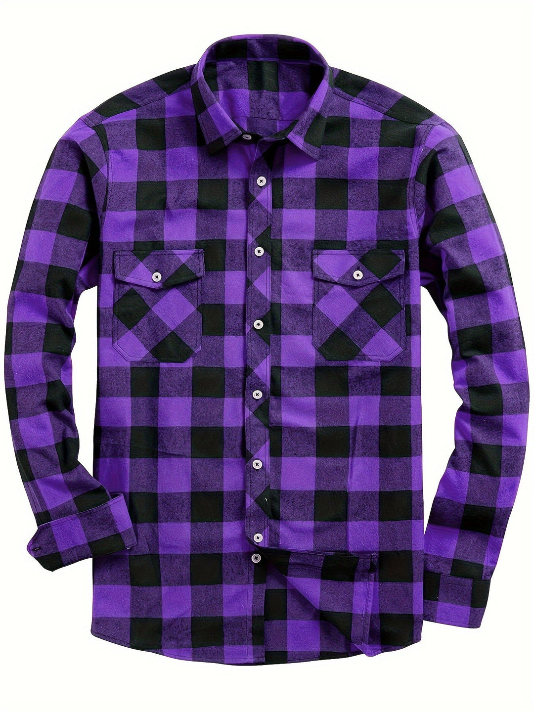 Męskie Koszula Flanelowa w Kratę - Casual Komfort - Fioletowy