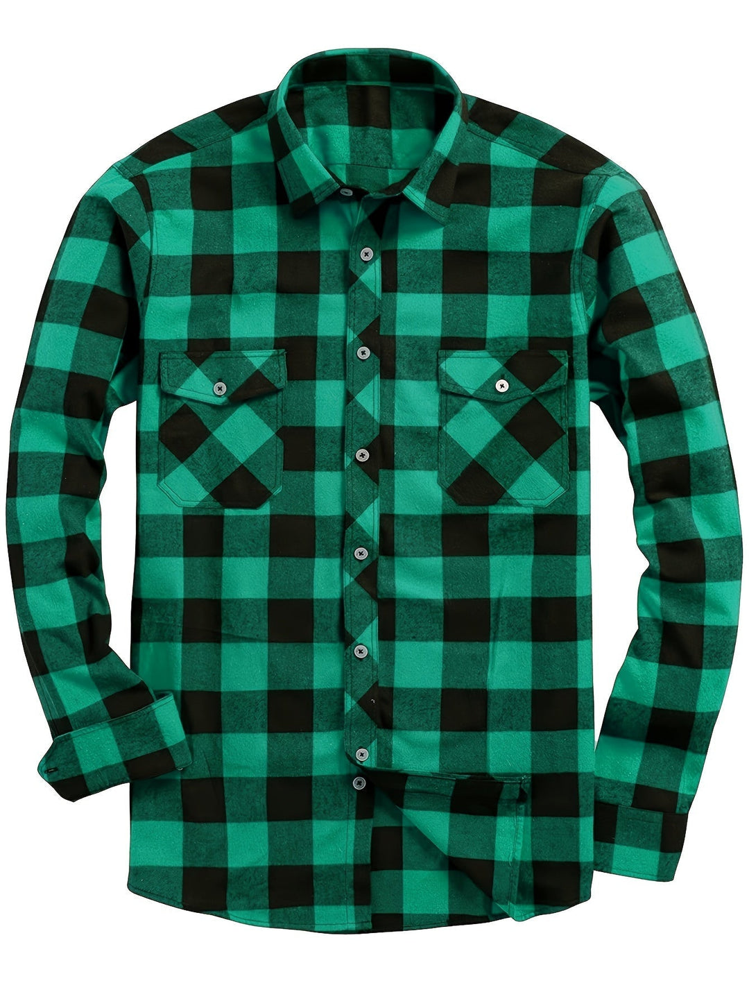 Męskie Koszula Flanelowa w Kratę - Casual Komfort - Zielony