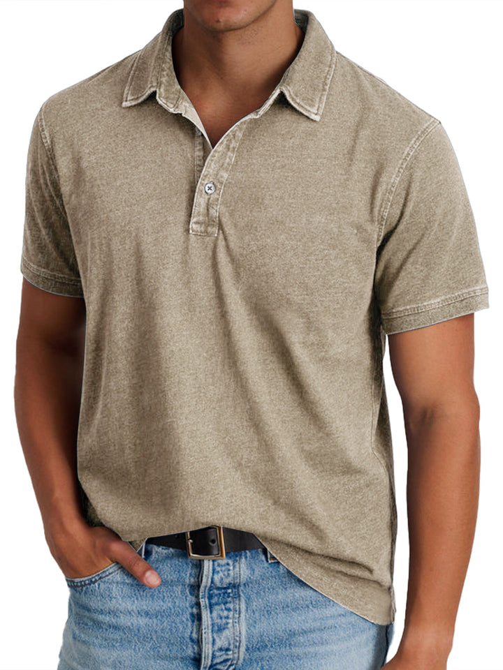 Męskie Koszulka Polo Klasyczna - Elegancki Styl - Khaki
