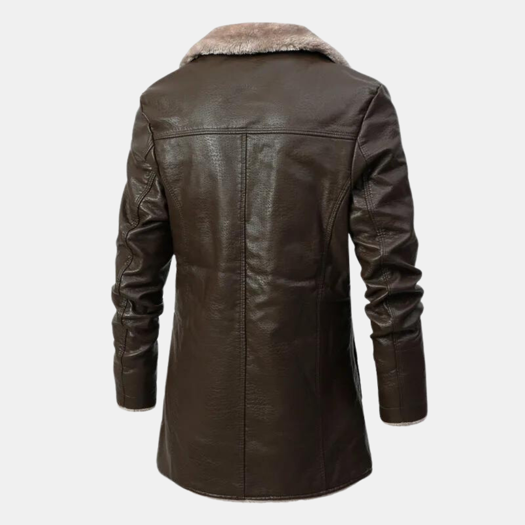 Męskie kurtka skórzana sherpa fleece - elegancki bomber