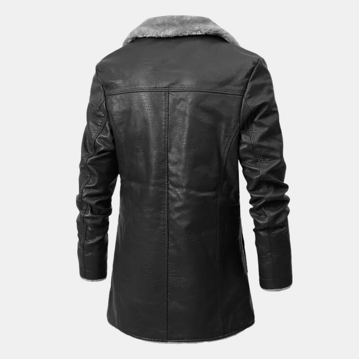 Męskie kurtka skórzana sherpa fleece - elegancki bomber