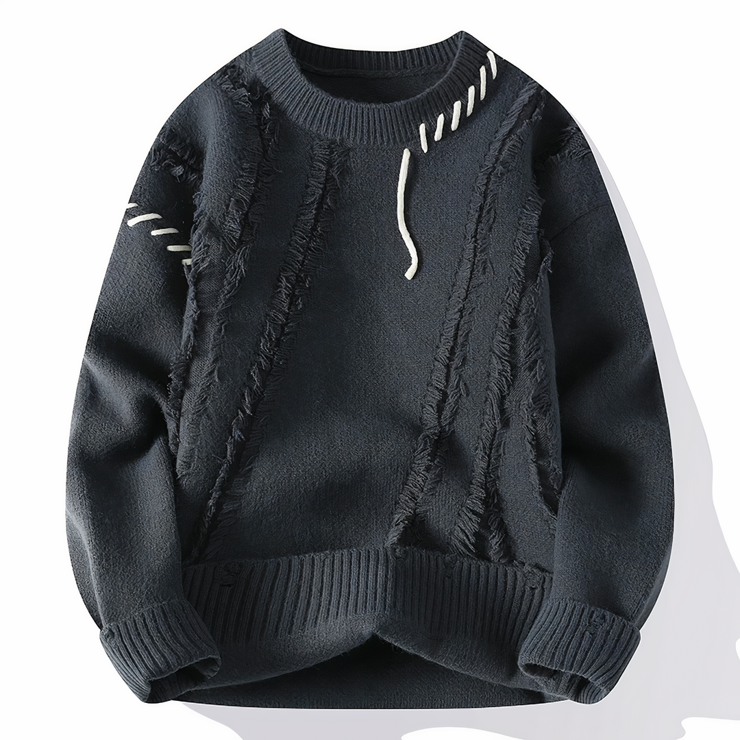 Męskie Patchwork Sweter - Nowoczesny Design - Szary