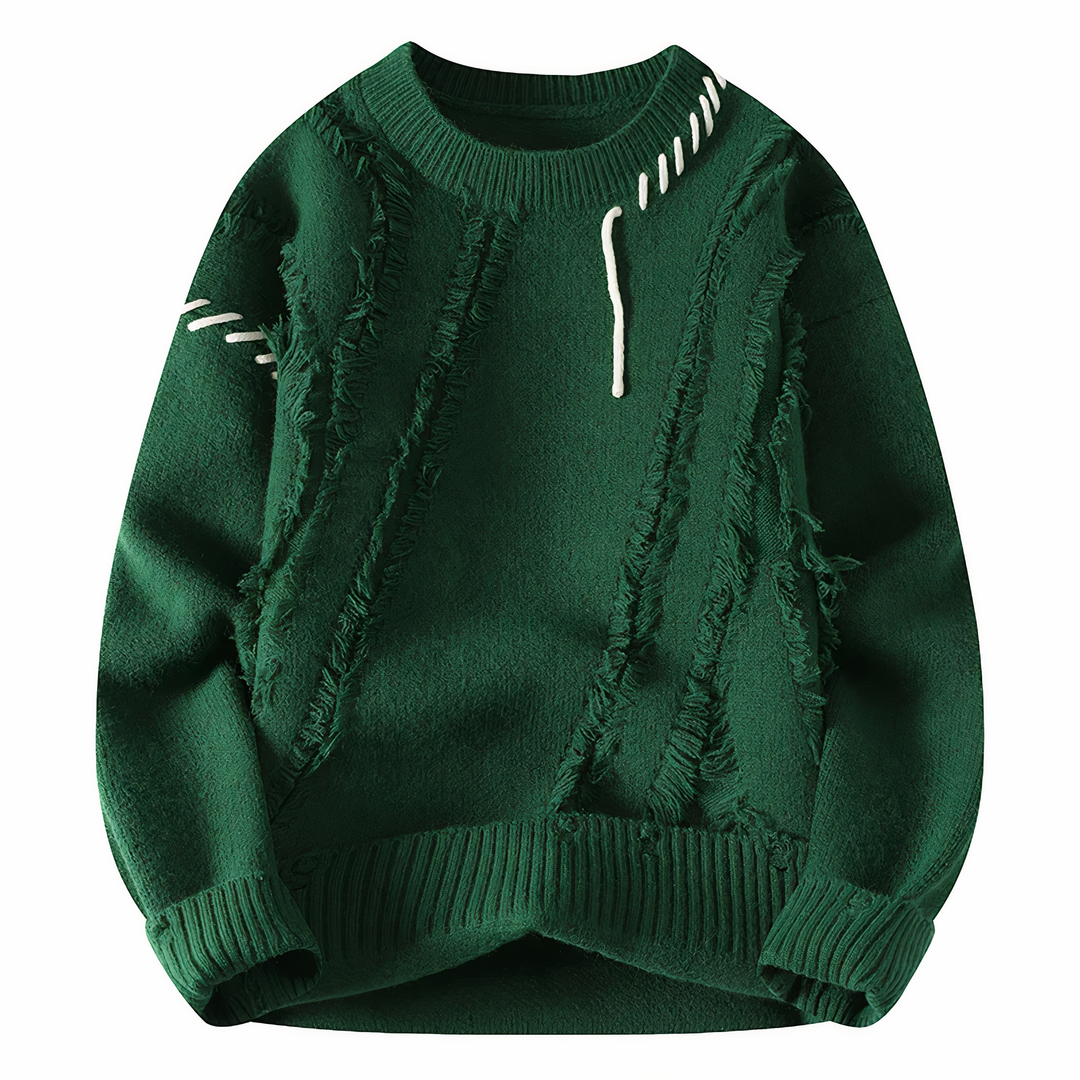 Męskie Patchwork Sweter - Nowoczesny Design - Zielony