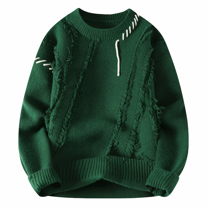 Męskie Patchwork Sweter - Nowoczesny Design - Zielony