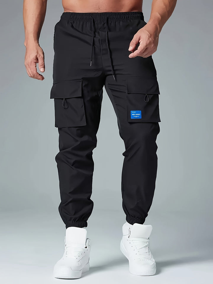 Męskie Spodnie Cargo Joggers - Luźny Krój z Wieloma Kieszeniami - Czarny