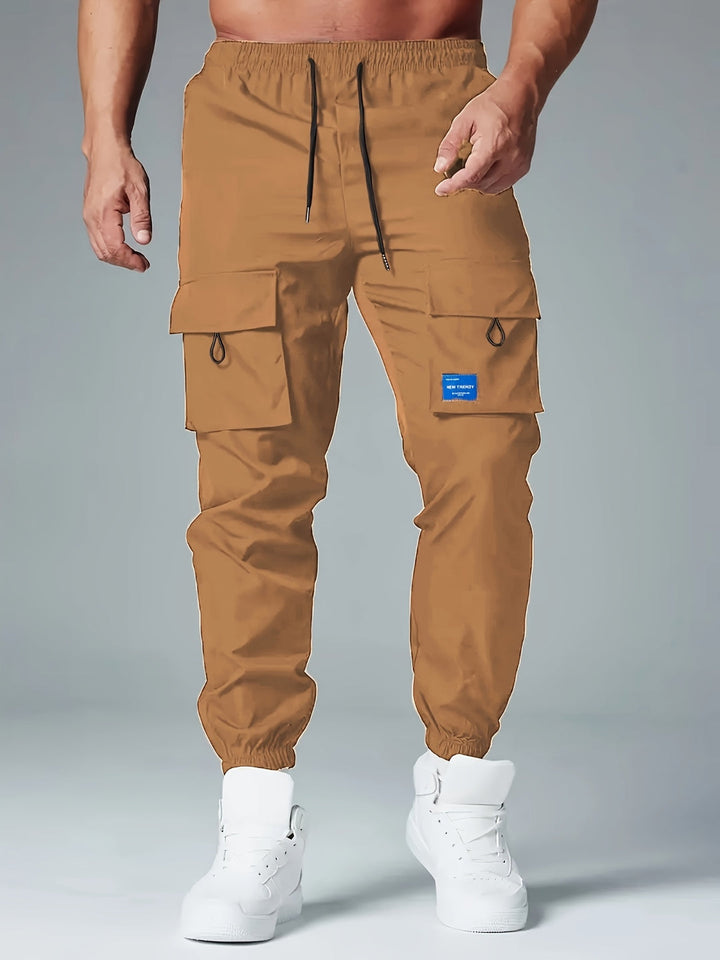 Męskie Spodnie Cargo Joggers - Luźny Krój z Wieloma Kieszeniami - Khaki
