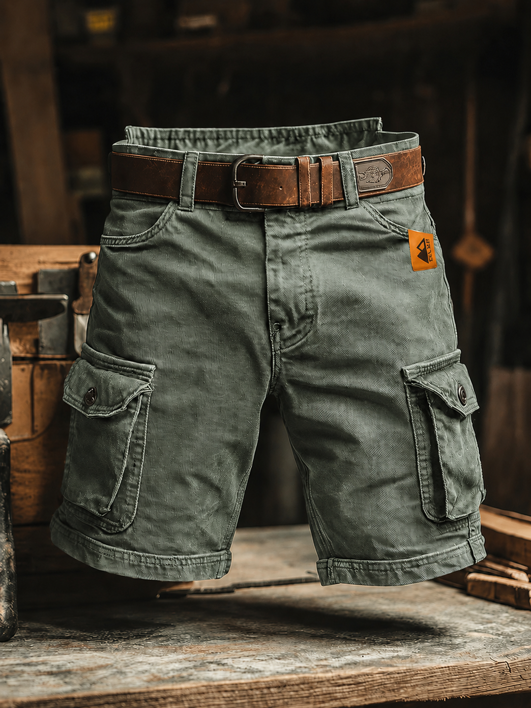 Męskie Spodnie Cargo Vintage - Wygodny Krój - Oliwkowy