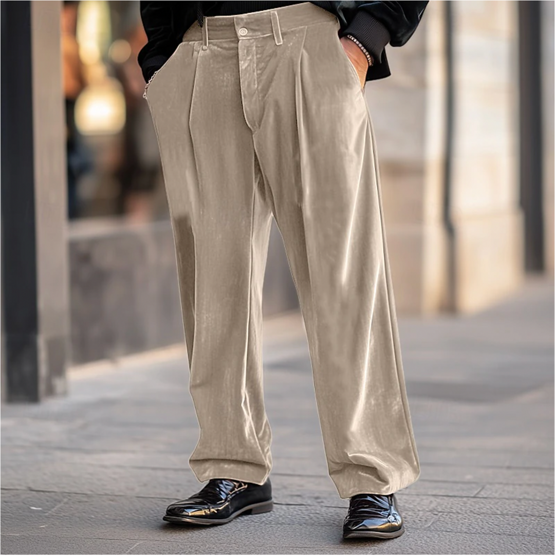 Męskie Spodnie Casual Regular Fit - Elegancki Design - Beżowy