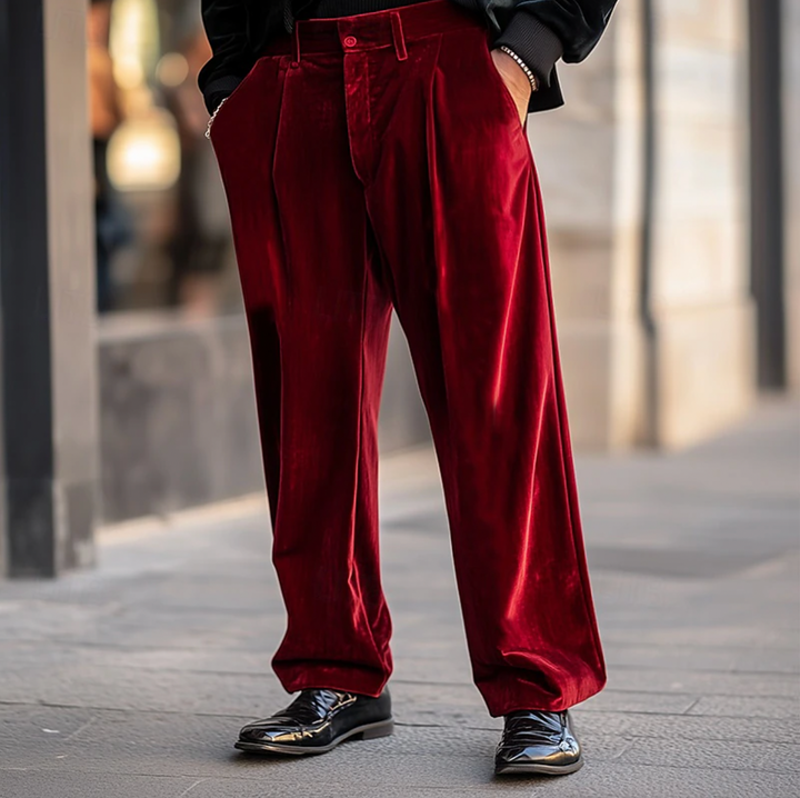 Męskie Spodnie Casual Regular Fit - Elegancki Design - Czerwony