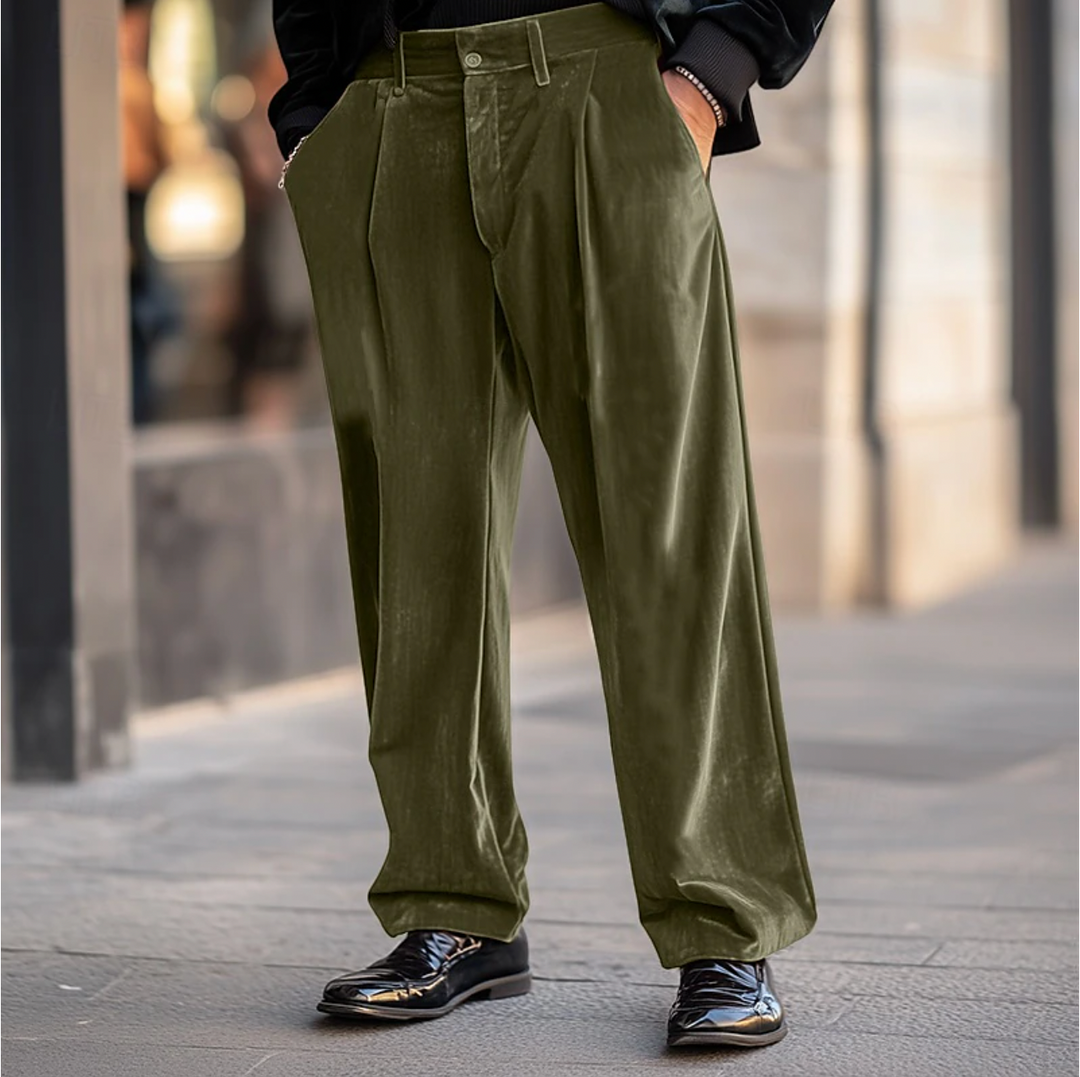 Męskie Spodnie Casual Regular Fit - Elegancki Design - Zielony