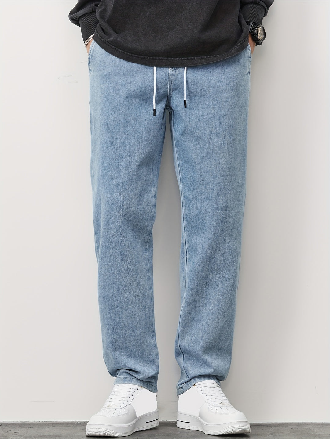 Męskie Spodnie Denim Prosta Nogawka - Casual Wygląd