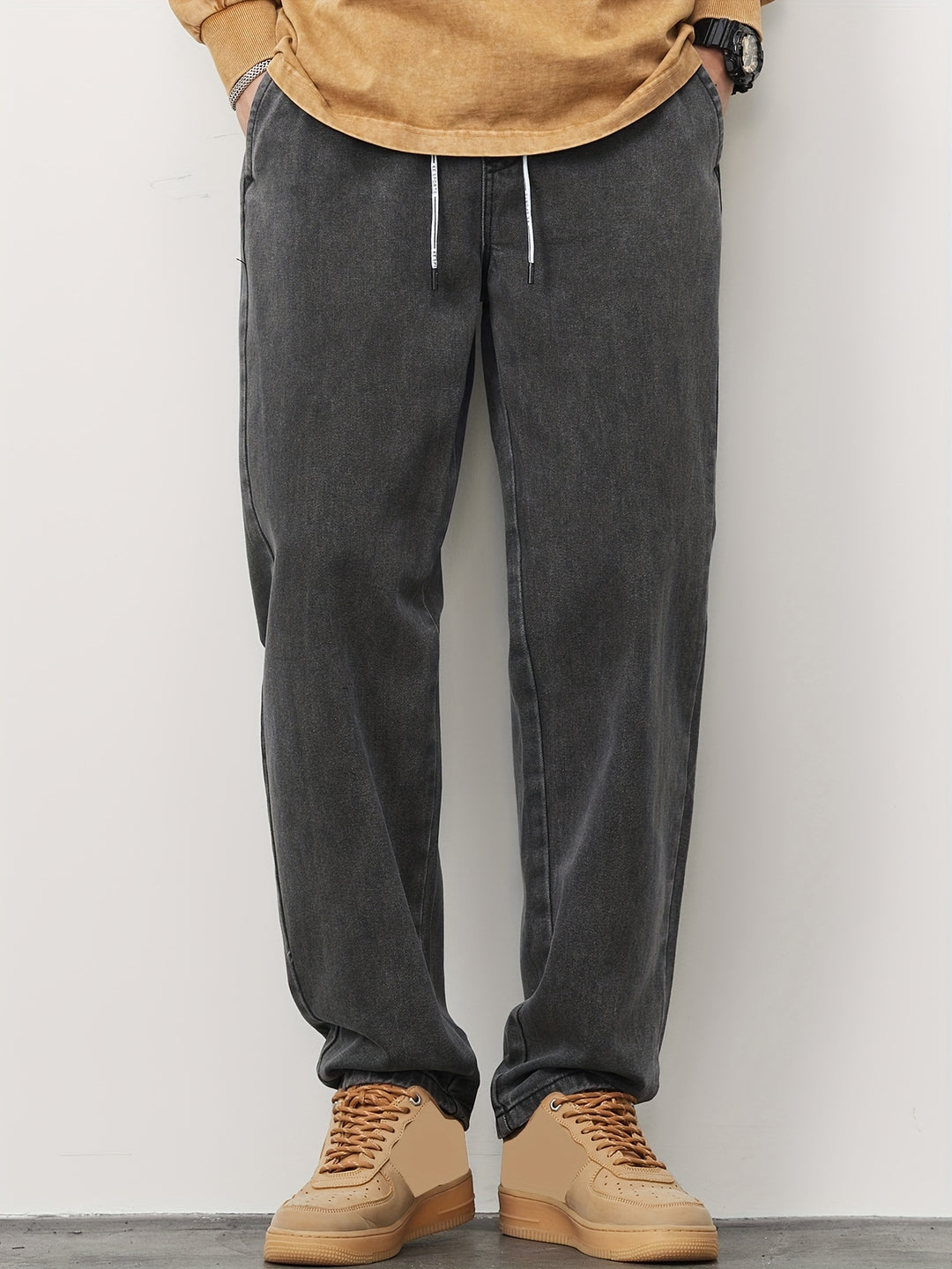 Męskie Spodnie Denim Prosta Nogawka - Casual Wygląd