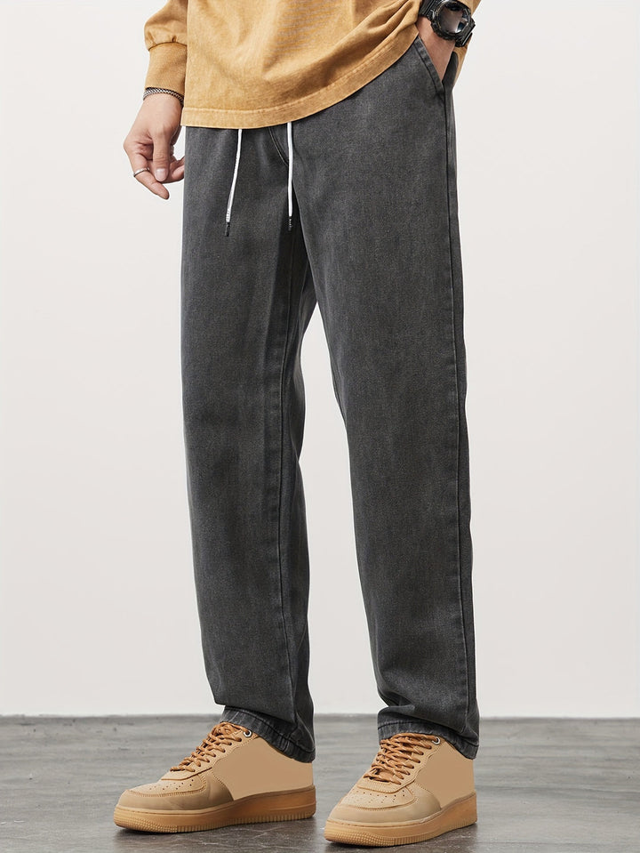 Męskie Spodnie Denim Prosta Nogawka - Casual Wygląd - Szary