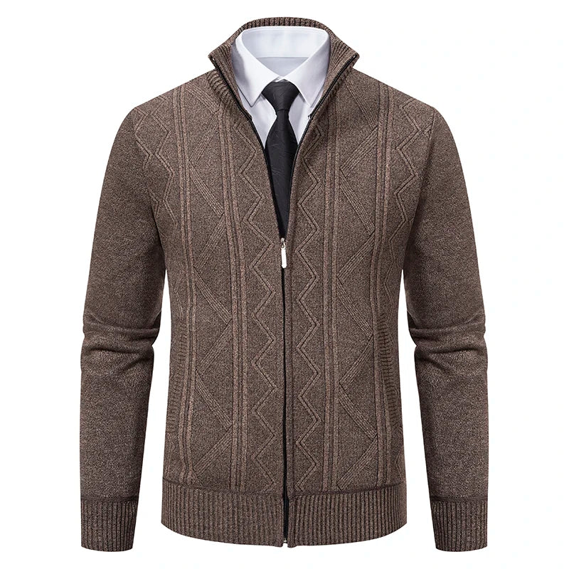 Męskie Swetry Rozpinane Eleganckie - Klasyczny Wygląd - Khaki