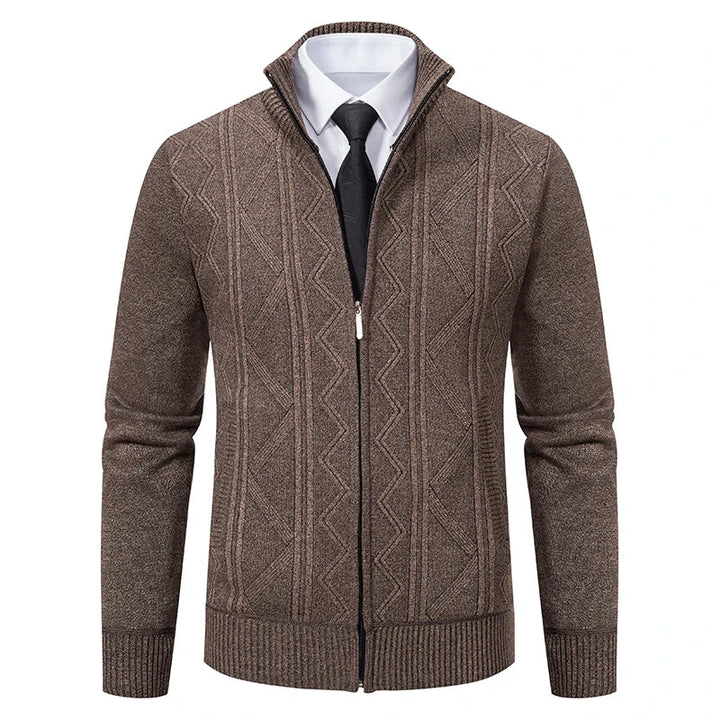 Męskie Swetry Rozpinane Eleganckie - Klasyczny Wygląd - Khaki