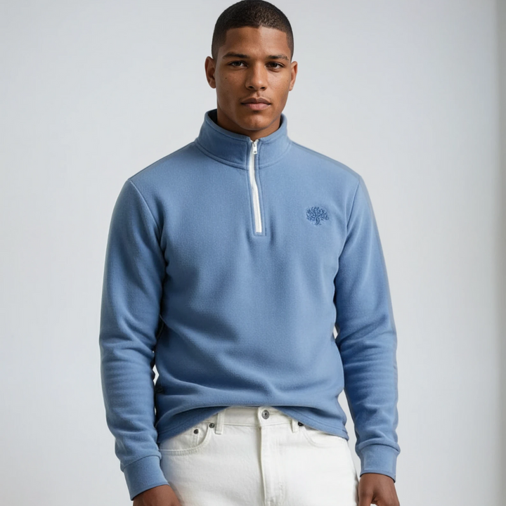 Męskie Swetry Termiczne Half-Zip Stojący Kołnierz - Zima