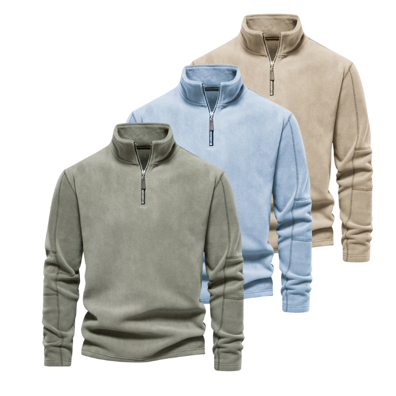 Męskie Swetry Termiczne Half-Zip Stojący Kołnierz - Zima - Niebieski-Zielony-Beżowy