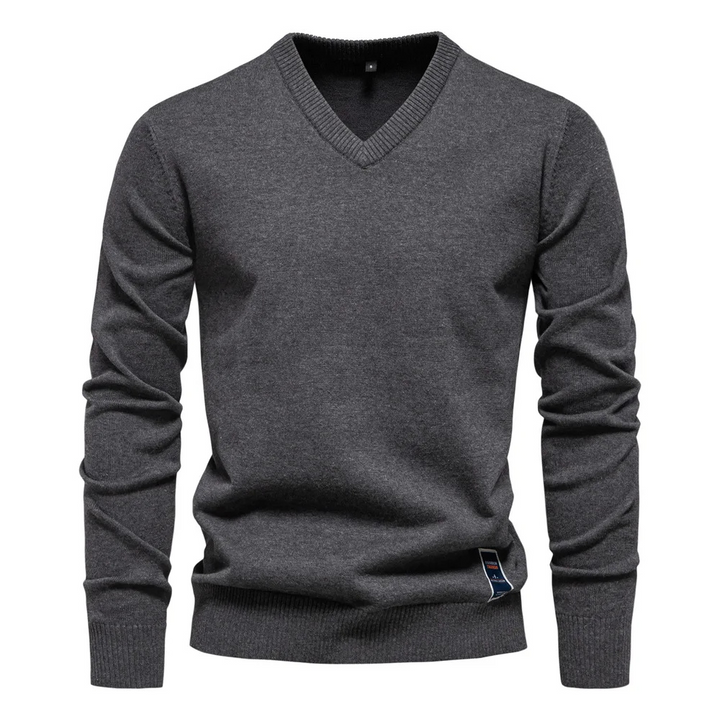 Męskie Swetry V-neck Eleganckie - Klasyczny Styl - Ciemnoszary
