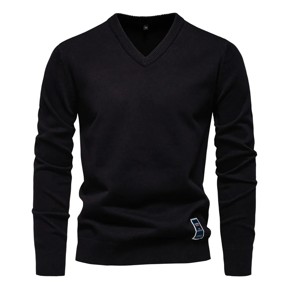 Męskie Swetry V-neck Eleganckie - Klasyczny Styl - Czarny